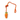 A orange plush carrot-shaped cat toy with a matching orange rope and a small green gingham leaf accent, shown on a plain white background.