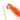A close up of an orange cat teaser toy with a goldfish design with an embroidered smiley face and a long feathery tail on a white background.