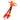 A close up of a bright orange cat teaser with a red handle, red and orange feathers, and felt fishes, isolated on a white background.