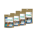 Five packages of PEDENT Zen dog treats on a white background