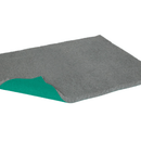 Gray cushion with a green patch on a white background