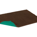 Brown rectangular mat with a green corner on a white background