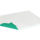 White rectangular mat with a green leaf design on a white background