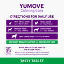 YUMOVE Calming Care directions for daily use on a white background