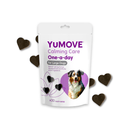 Yumove Calming Care One-a-day package for large dogs with heart-shaped treats on a white background