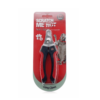 Dog nail clipper with packaging labeled 'Scratch Me Not' on a white background