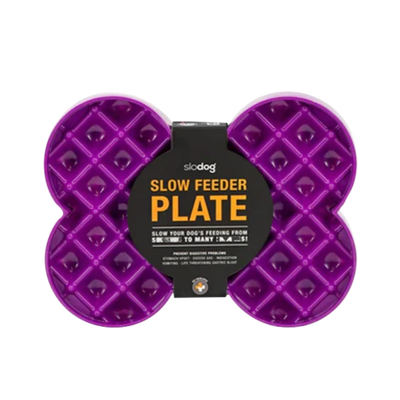 LickiMat SloDog Slow Feeder Plate purple on white background