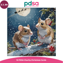 PDSA Charity Christmas Cards with two mice in the snow and holly, featuring a price tag of £2.99.