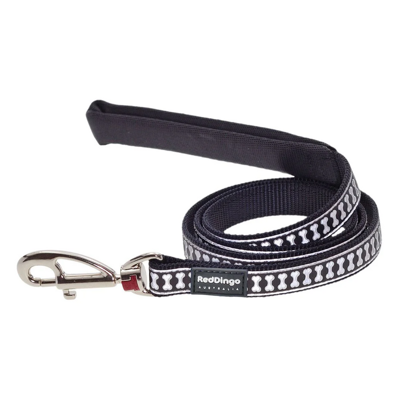 A Red Dingo Black Bones Dog Lead on a white background