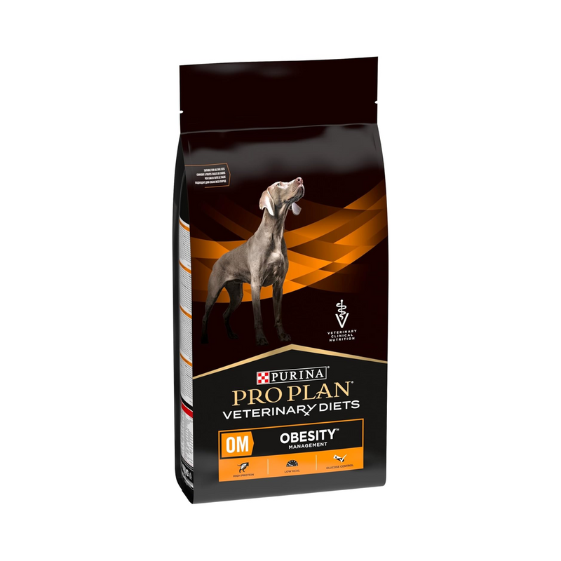 Purina Pro Plan Veterinary Diets OM Obesity Dry Dog Food on white background