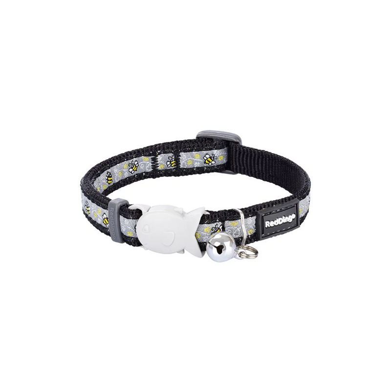 A Red Dingo Bumble Bee Black Cat Collar on a white background