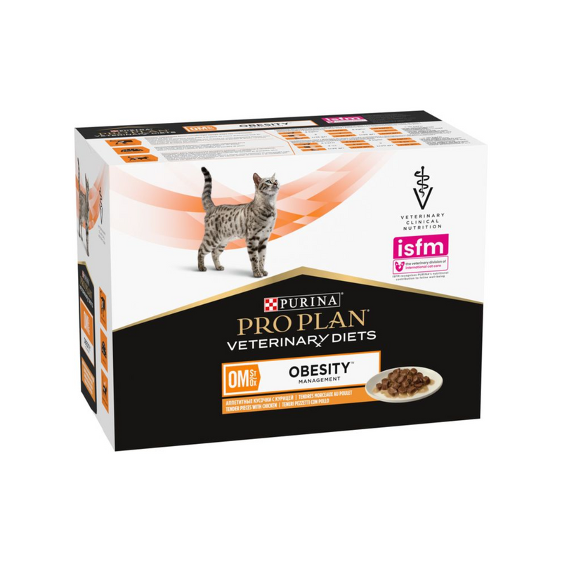 Purina Pro Plan Veterinary Diets OM Obesity Wet Cat Food (Chicken) on white background