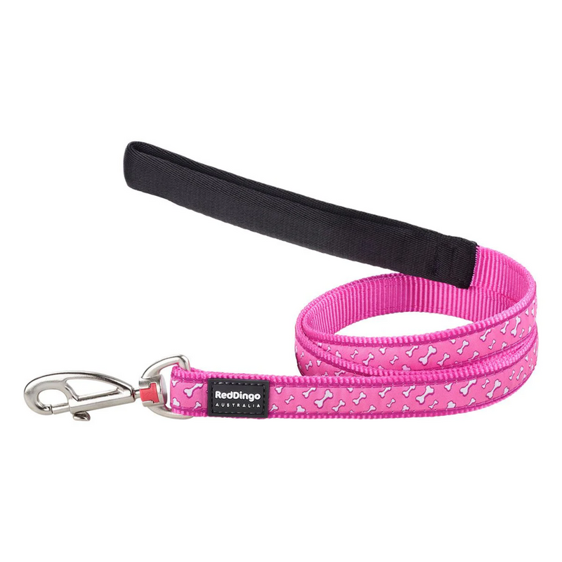 A Red Dingo Hot Pink Dog Lead on a white background