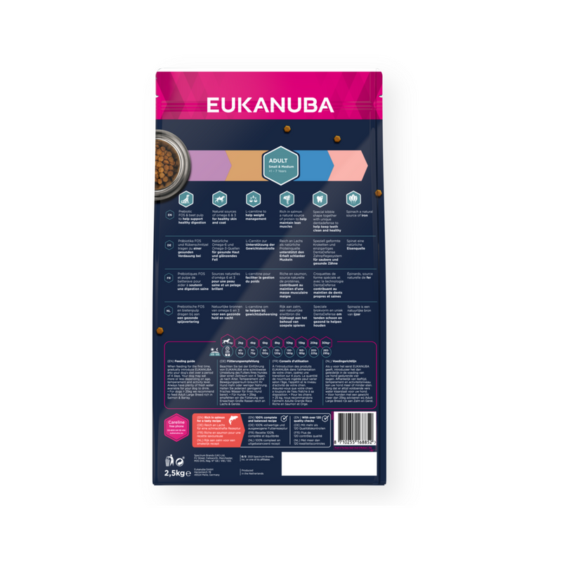Eukanuba Medium Adult Dry Food Fresh Chicken back on white background