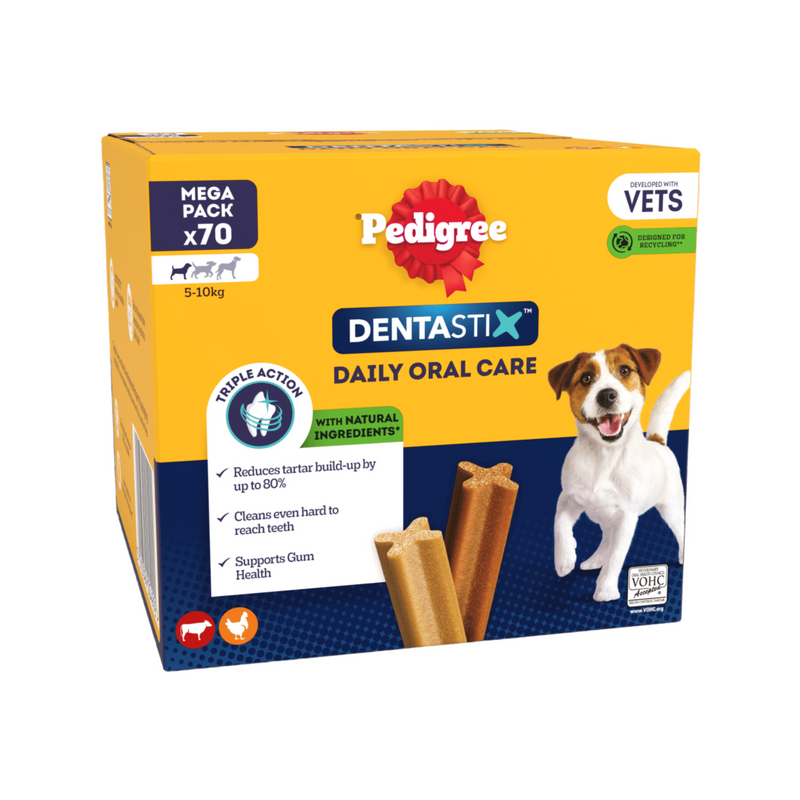 Pedigree Dentastix Daily Small Dog Treats pack of 70 on white background