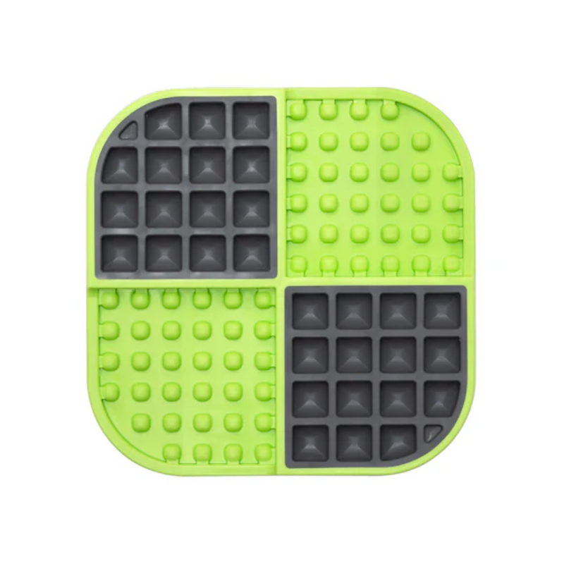 LickiMat Slomo Dog Green out of packaging on white background