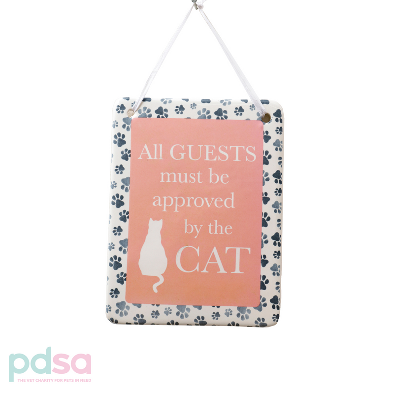 Cat Ceramic Hanging Plaque Guests