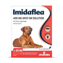 Imidaflea spot-on solution packaging for extra large dogs with a dog illustration on a white background.