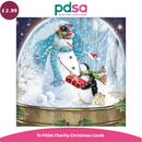 PDSA Charity Christmas card with a snowman and penguin in a snow globe, priced at £2.99.