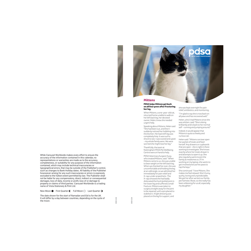Cat with PDSA logo on a magazine page
