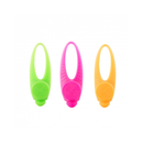 White background with three Ancol safety light blinkers - one green, one pink and one orange. 