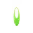 White background with a Ancol safety light blinkers in green. 