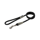 White background with a black 1.07 x 10mm Ancol Viva Reflective Lead with grey reflective thread strips.