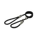 White background with a black 1.2mX10mm Ancol Viva Reflective Slip Lead with grey reflective thread strips.