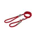 White background with a red 1.2mX10mm Ancol Viva Reflective Slip Lead with grey reflective thread strips.
