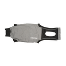 White background with one grey bodysuit for cats pictured with the back section open, showing the hole for the cats tail. 