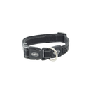 White background with a Medium black BUSTER Reflective Mesh Collar with grey reflective strips. 