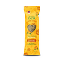 White background with a picture of a yellow Burgess Excel Nature Snacks Forage & Feast Bar with Marigold with illustrated Marigolds pictured on the packet. A heart shaped window shows the bar inside. 