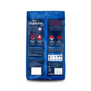 White background with back view of a bag of Burgess Supadog Beef Adult dry food. 