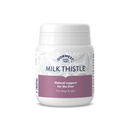 White background with a white and purple tub of Dorwest Milk Thistle tablets. On the pack is a purple banner with white text 'Natural Support for the liver, for dogs and cats'. 