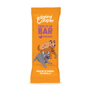 White background with an orange packet of Edgard & Cooper Keep it Up Chicken Bar pictured. On the packet is an illustrated French Bulldog and Cocker Spaniel. Text on the pack reads, 'Edgard & Cooper, Keep it Up Bar, Chicken. High in Vitamins, yes really.'