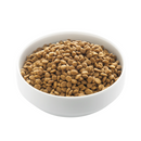 White background with a white bowl of Edgard & Cooper dry adult dog food pictured. 