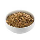 White background with a white bowl of Edgard & Cooper dry adult dog food pictured. 