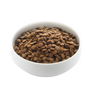 White background with a white bowl of Edgard & Cooper dry Senior dog food pictured. 