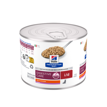 A can of Hill's Prescription Dilt Digestive Care wet cat food with chicken flavor, shown on a plain white background.