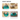 Instruction graphic titled 'EASY SETUP' showing four numbered steps with hands and a dog using a Nina Ottosson teal pet food dispenser with a clear refillable food barrel on a light wood floor.