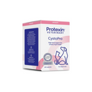 White background with a box of Protexin CystopPro 120 capsules picutred. On the box is an outline of a cat and dog. Text on the box reads 'High level support for urinary & gut health, 120 capsules for dogs and cats'.