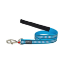 White background with a turquoise Red Dingo Reflective Lead with grey reflective bones along the length. 