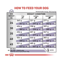Royal Canin Large Adult dog dry food feeding guide.