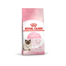 White background with a pink bag of Royal Canin Mother & Babycat. Pictured on the bag is a Ragdoll cat and a kitten, text on the bag states '1-4months'. 