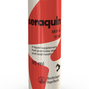 White background with a close up of a bottle of Seraquin Skin & Coat. On both the bottle is a silhouette of a cat and dog head. Additional text on the box states 'A liquid supplement that promotes skin and coat health.