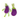 Two plush Aubergine-shaped cat toys on a white background, one standing and one sitting, both in purple with green tops and braided green limbs.