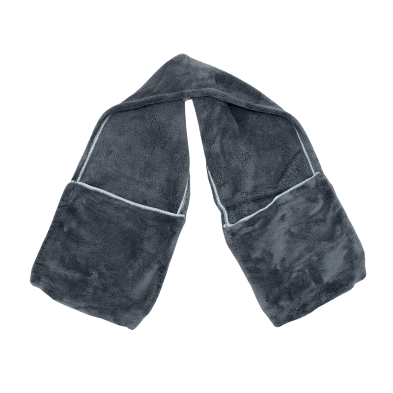 Unwrapped grey Henry Wag Pet Glove Towel laid out. 