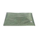 Front view of a pillow-type green waterproof dog bed. 