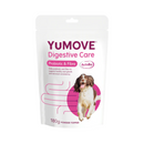 White background with a white packet with pink text of YuMove Digestive Care Probiotic & Fibre for dogs. Additional text on pack reads 'Daily probiotic and fibre to support healthy anal glands and aid stool consistency.'
