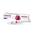 White background with a box and syringe of Yumove Digestive Care Rapid  for Large Dogs pictured. On the box and syringe is a vizsla type dog. Text on the box reads 'Fast-acting ingredients, including pre and probiotics for dogs with sudden loose stools.'